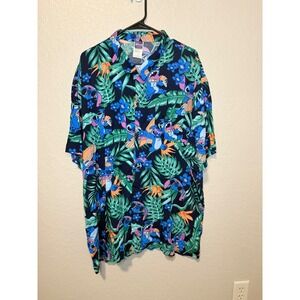 Disney Lilo & Stitch Button Up Shirt XXL Hawaiian Tropical Aloha Vacation